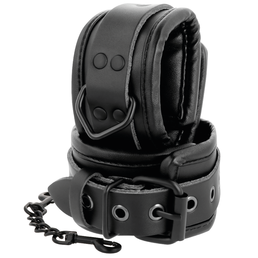 DARKNESS - ADJUSTABLE BLACK LEATHER HANDS HANDCUFFS - 53Xshop