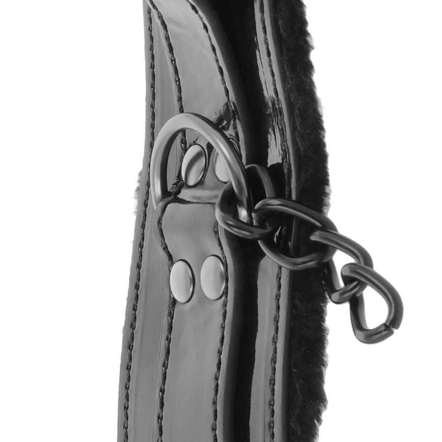 DARKNESS - BLACK ADJUSTABLE LEATHER HANDCUFFS WITH PADLOCK - 53Xshop