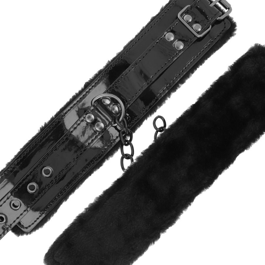 DARKNESS - ADJUSTABLE BLACK LEATHER ANKLE HANDCUFFS WITH PADLOCK - 53Xshop
