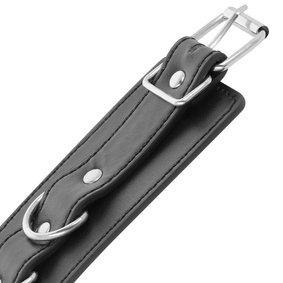 DARKNESS - BLACK ADJUSTABLE LEATHER ANKLE HANDCUFFS - 53Xshop