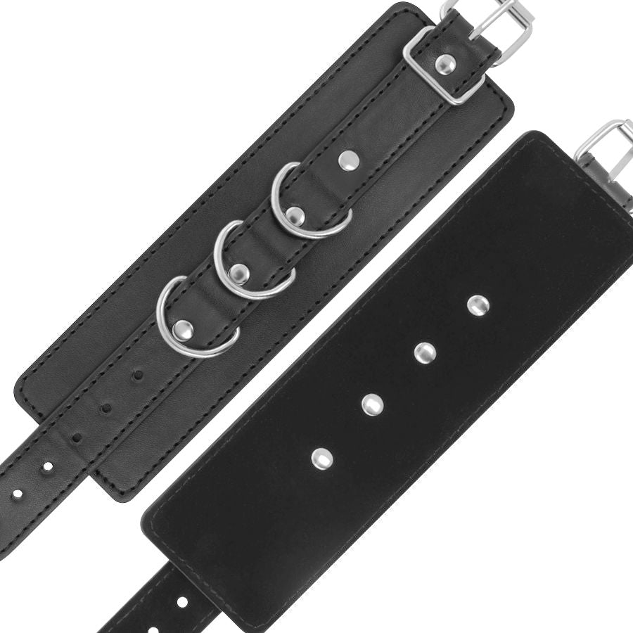 DARKNESS - BLACK ADJUSTABLE LEATHER ANKLE HANDCUFFS - 53Xshop
