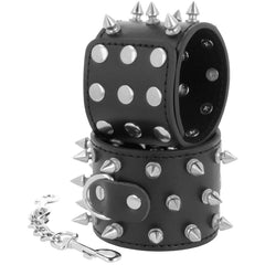 DARKNESS - SKULLS AND BONES BLACK SPIKED HANDCUFFS - 53Xshop