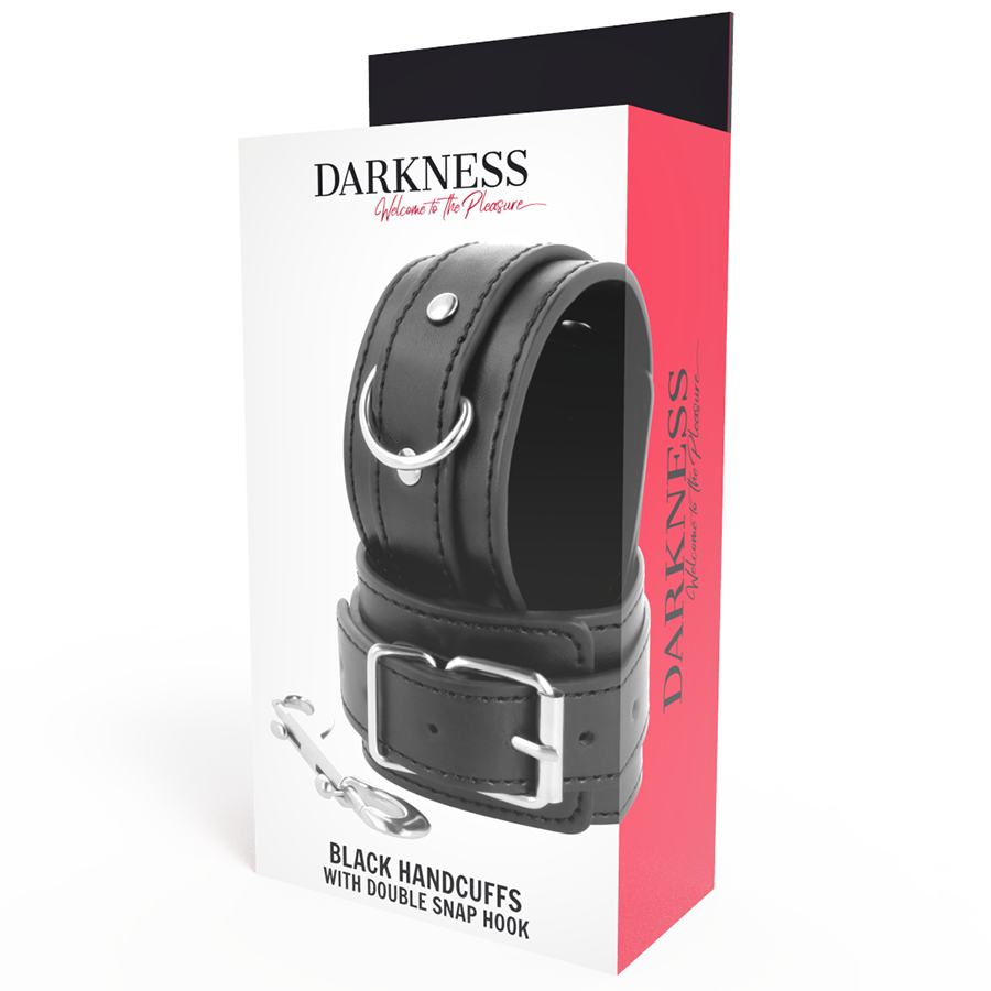 DARKNESS - BLACK ADJUSTABLE HANDCUFFS WITH DOUBLE REINFORCEMENT TAPE - 53Xshop