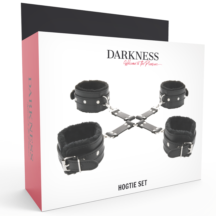DARKNESS - LEATHER HANDCUFFS FOR FOOT AND HANDS BLACK - 53Xshop