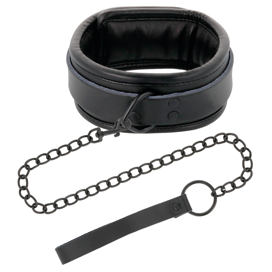DARKNESS - BLACK LEATHER HANDCUFFS AND COLLAR - 53Xshop