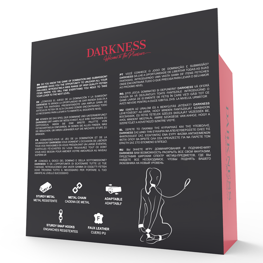 DARKNESS - BLACK LEATHER HANDCUFFS AND COLLAR - 53Xshop