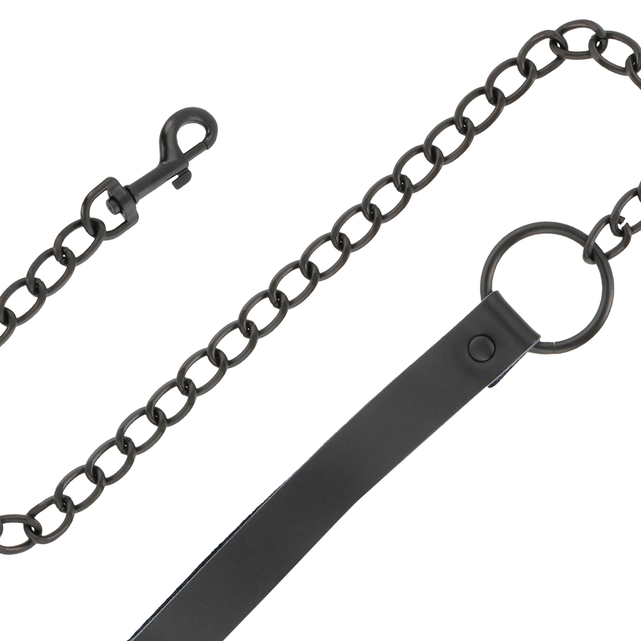 DARKNESS - BLACK LEATHER HANDCUFFS AND COLLAR - 53Xshop
