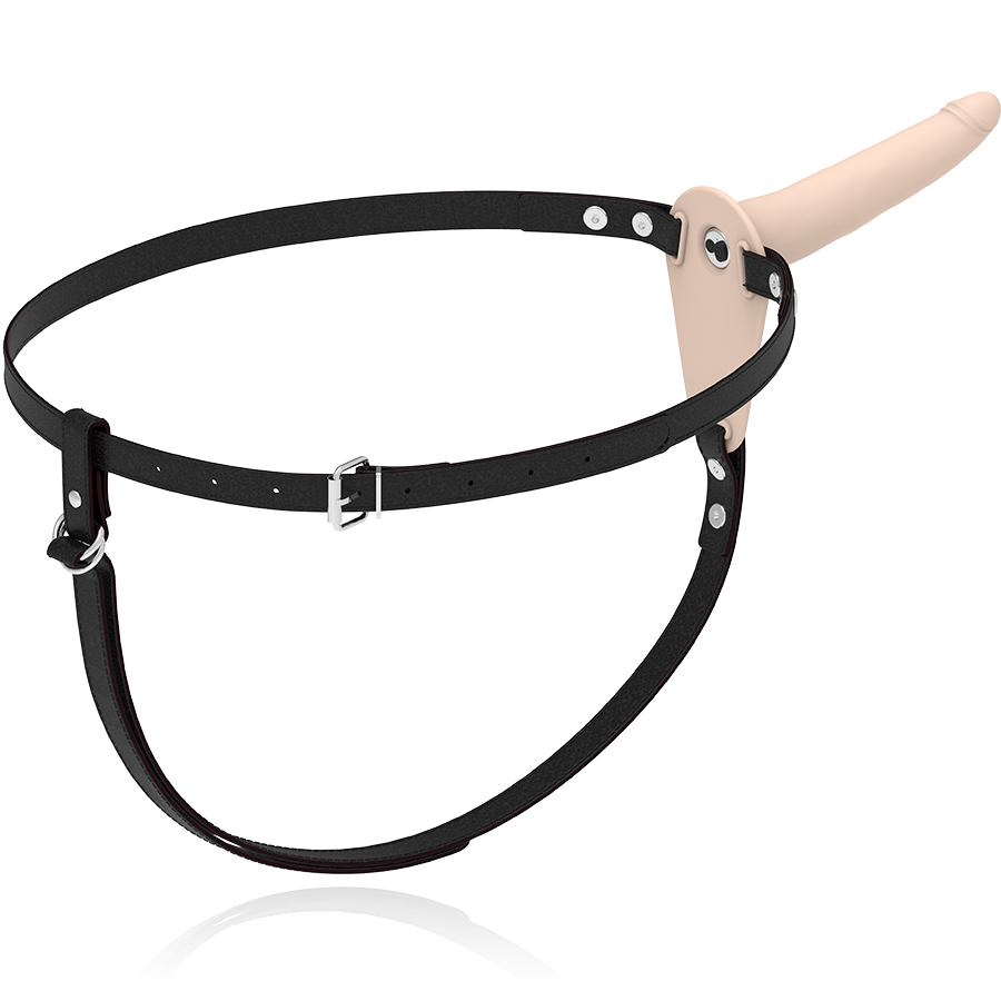 FETISH SUBMISSIVE HARNESS - FLESH SILICONE VIBRATOR 15 CM - 53Xshop