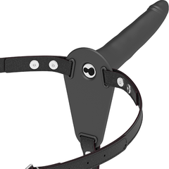 FETISH SUBMISSIVE HARNESS - BLACK SILICONE VIBRATOR 15 CM - 53Xshop