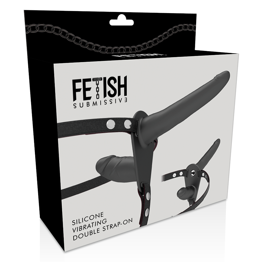 FETISH SUBMISSIVE HARNESS - DOUBLE PENETRATION BLACK VIBRATOR - 53Xshop