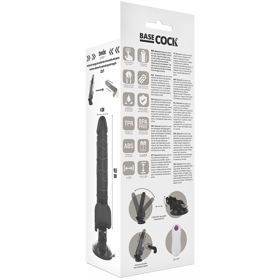 BASECOCK - REALISTIC VIBRATOR REMOTE CONTROL NATURAL WITH TESTICLES 19.5 CM -O- 4 CM - 53Xshop
