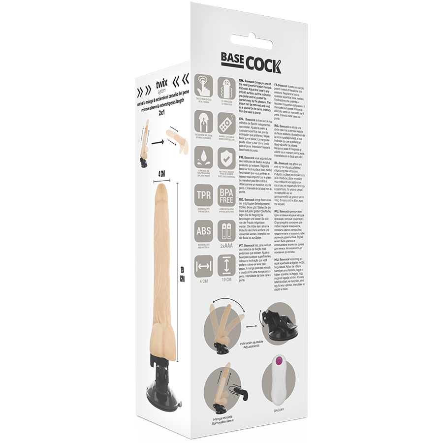 BASECOCK - REALISTIC VIBRATOR REMOTE CONTROL FLESH 19 CM -O- 4 CM - 53Xshop