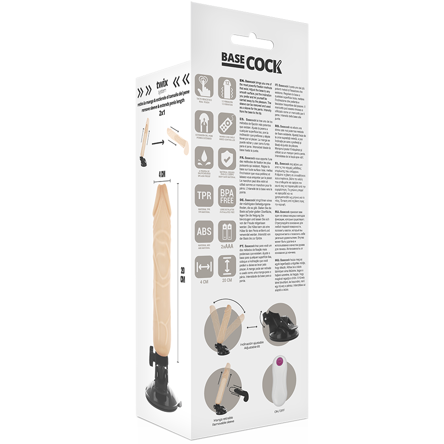BASECOCK - REALISTIC VIBRATOR REMOTE CONTROL FLESH 20 CM -O- 4 CM - 53Xshop