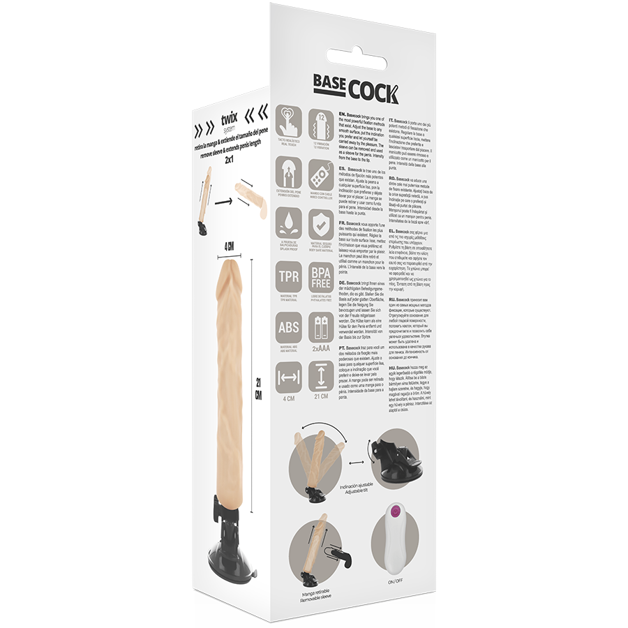 BASECOCK - REALISTIC VIBRATOR REMOTE CONTROL FLESH 21 CM -O- 4 CM - 53Xshop