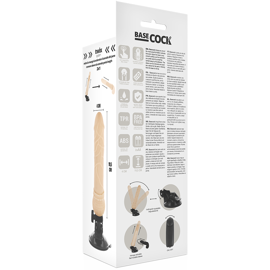 BASECOCK - REALISTIC VIBRATOR REMOTE CONTROL FLESH 19.5 CM -O- 4 CM - 53Xshop