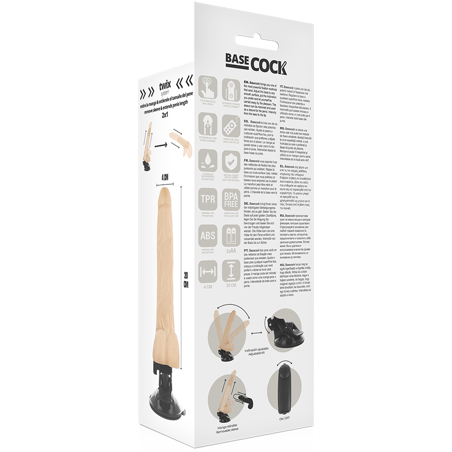 BASECOCK - REALISTIC NATURAL REMOTE CONTROL VIBRATOR WITH TESTICLES 20 CM -O- 4 CM - 53Xshop