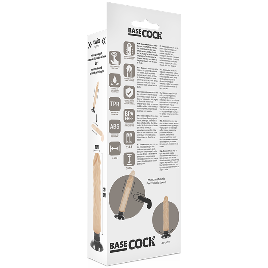 BASECOCK - REALISTIC VIBRATOR 2-1 FLESH 20 CM -O- 4 CM - 53Xshop