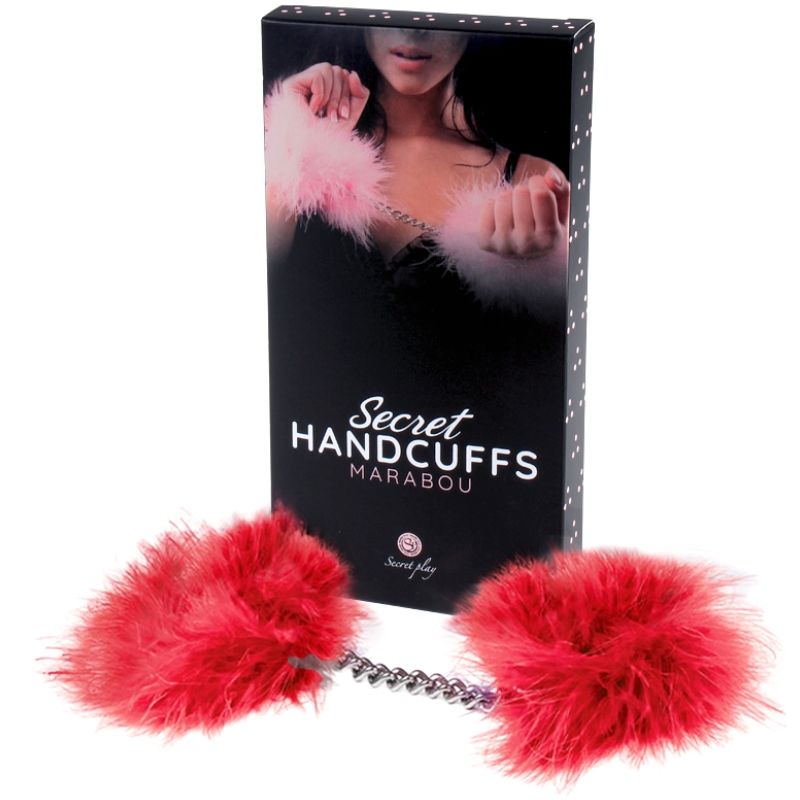SECRETPLAY - RED MARABOU HANDCUFFS - 53Xshop
