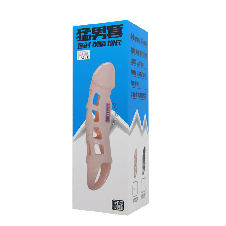 BAILE - PENIS EXTENDER COVER WITH VIBRATION AND NATURAL STRAP 13.5 CM - 53Xshop