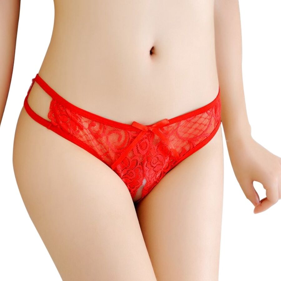 QUEEN LINGERIE - PANTIES WITH OPENING ONE SIZE BLACK - 53Xshop
