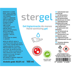 STERGEL - HYDROALCOHOLIC HAND SANITIZING GEL ALOE VERA 100ML - 53Xshop