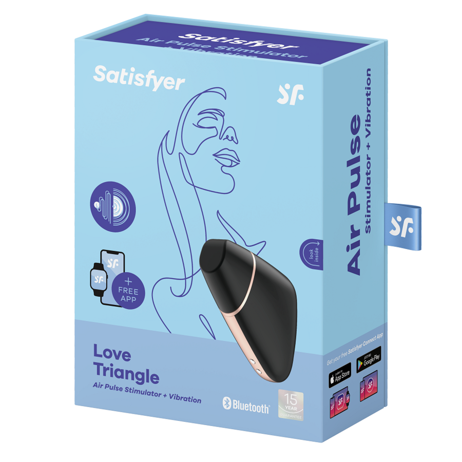 SATISFYER - LOVE TRIANGLE AIR PULSE STIMULATOR & VIBRATOR BLACK - 53Xshop