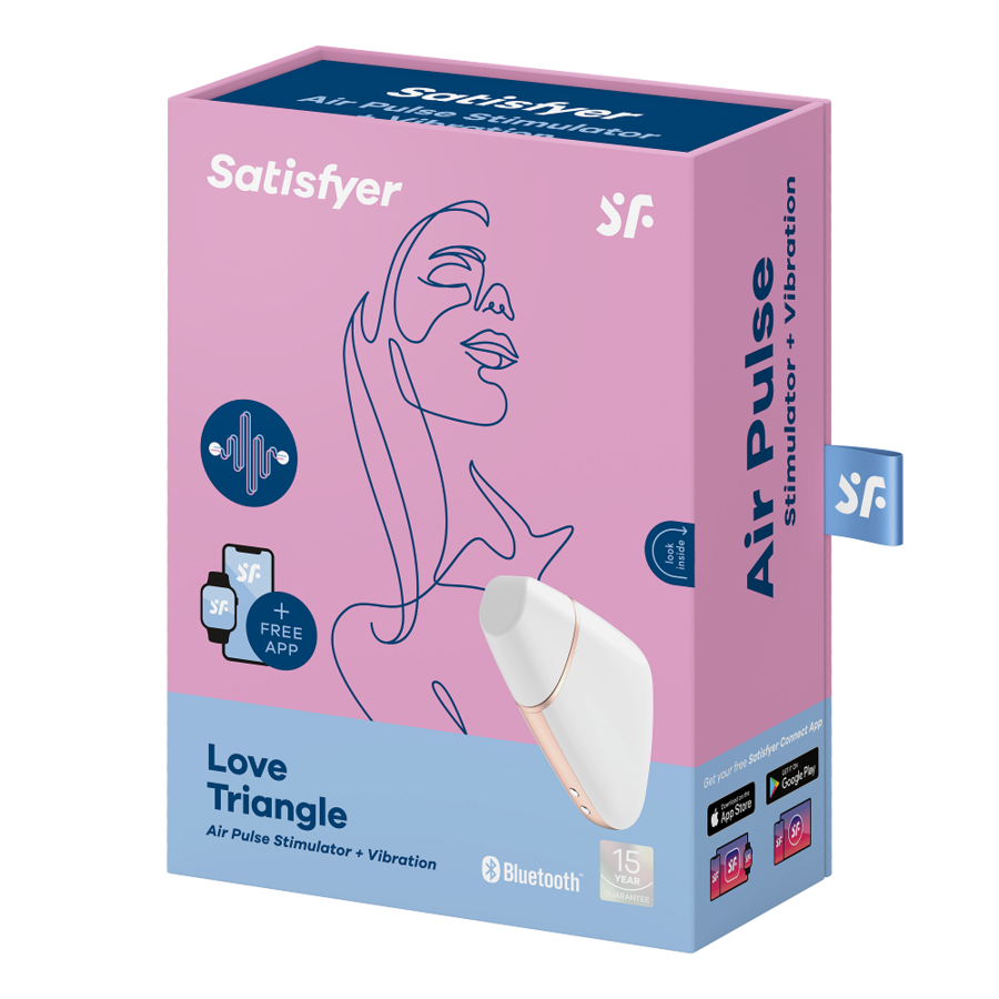 SATISFYER - LOVE TRIANGLE AIR PULSE STIMULATOR & VIBRATOR BLACK - 53Xshop