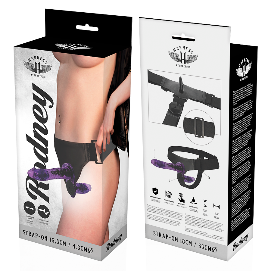 HARNESS ATTRACTION - RODNEY DOUBLE PENETRACI N VIBRATOR 18 CM -O- 3.5 CM - 53Xshop