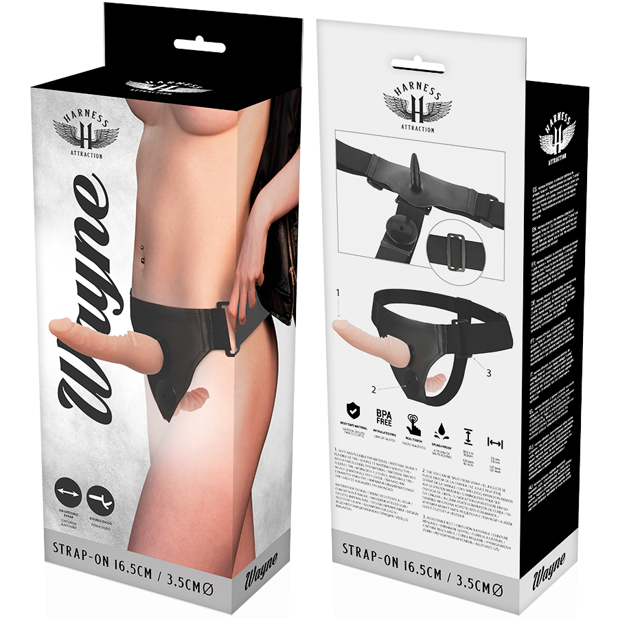 HARNESS ATTRACTION - WAYNE DOUBLE PENETRACI N 16.5 CM -O- 3.5 CM - 53Xshop