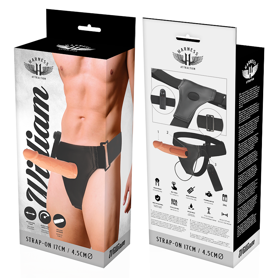 HARNESS ATTRACTION - WILLIAN HOLLOW RNES WITH VIBRATOR 17 CM -O- 4.5 CM - 53Xshop