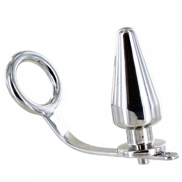METAL HARD - STEEL RING WITH ANAL PLUG 45 X 45MM - 53Xshop