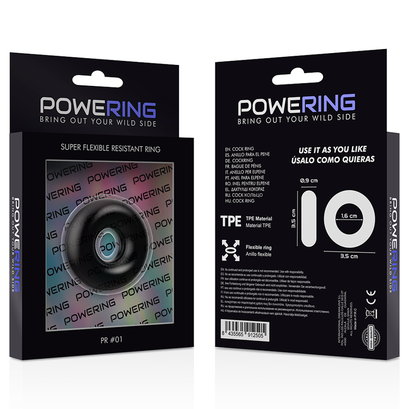 POWERING - SUPER FLEXIBLE AND RESISTANT PENIS RING 3.5CM BLACK - 53Xshop