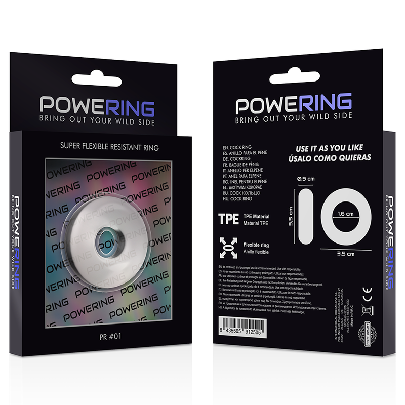 POWERING - SUPER FLEXIBLE AND RESISTANT PENIS RING 3.5CM CLEAR - 53Xshop