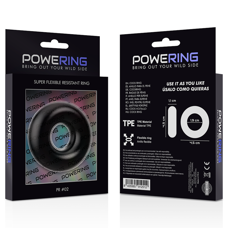 POWERING - SUPER FLEXIBLE AND RESISTANT PENIS RING 4.5CM BLACK - 53Xshop