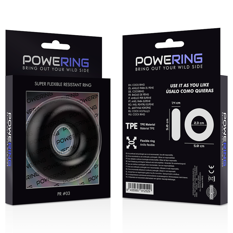 POWERING - SUPER FLEXIBLE AND RESISTANT PENIS RING 5CM PR03 BLACK - 53Xshop