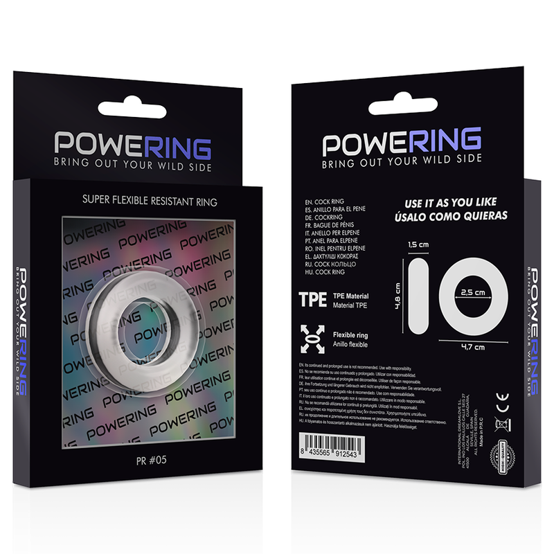POWERING - SUPER FLEXIBLE AND RESISTANT PENIS RING 4.8CM PR05 CLEAR - 53Xshop