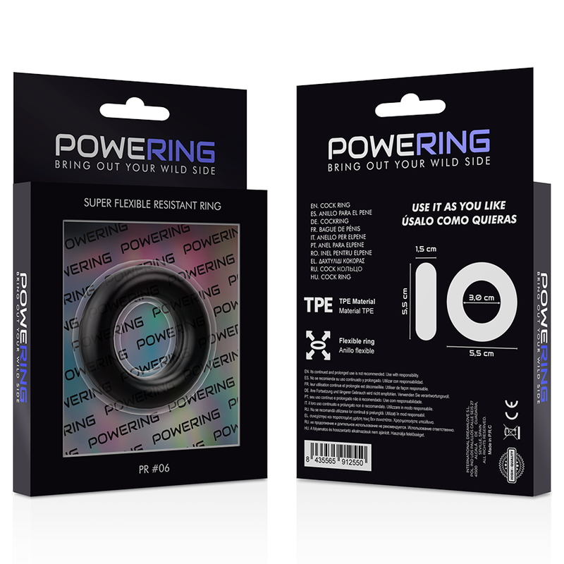 POWERING - SUPER FLEXIBLE AND RESISTANT PENIS RING 5.5CM PR06 BLACK - 53Xshop