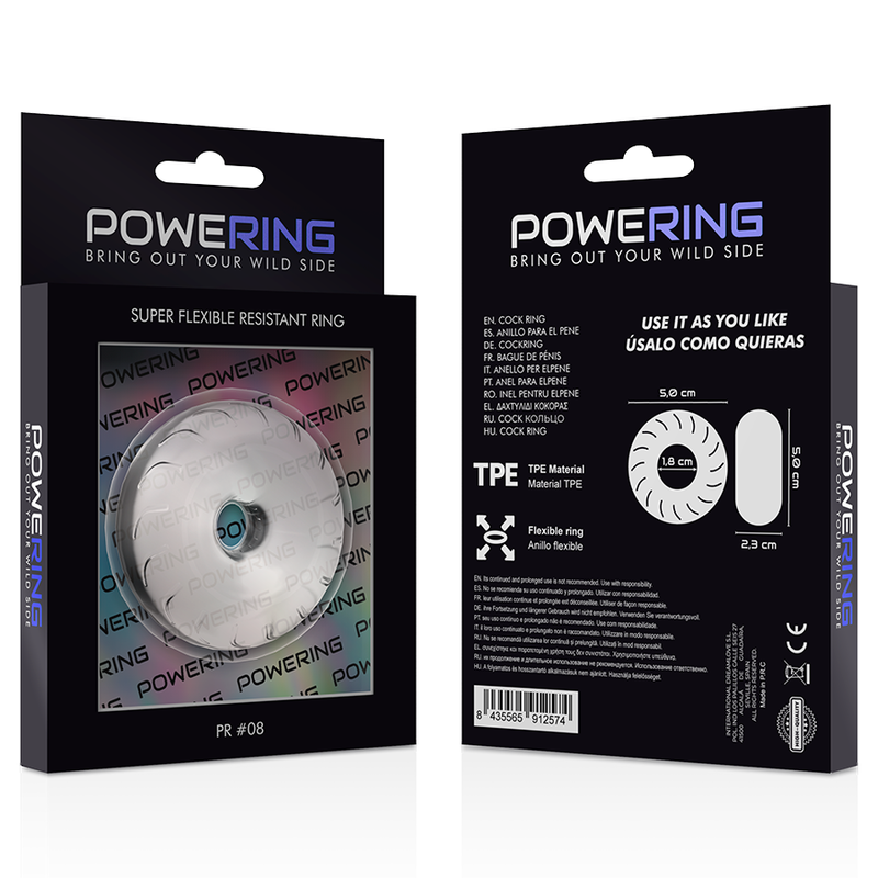 POWERING - SUPER FLEXIBLE AND RESISTANT PENIS RING 5CM PR08 CLEAR - 53Xshop