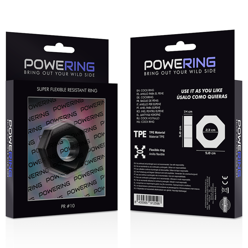 POWERING - SUPER FLEXIBLE AND RESISTANT PENIS RING 5CM PR10 BLACK - 53Xshop