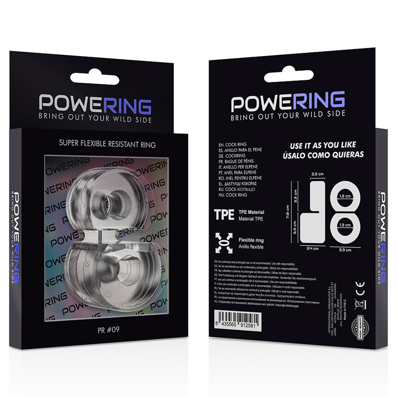 POWERING - SUPER FLEXIBLE AND RESISTANT DOUBLE PENIS RING PR09 CLEAR - 53Xshop