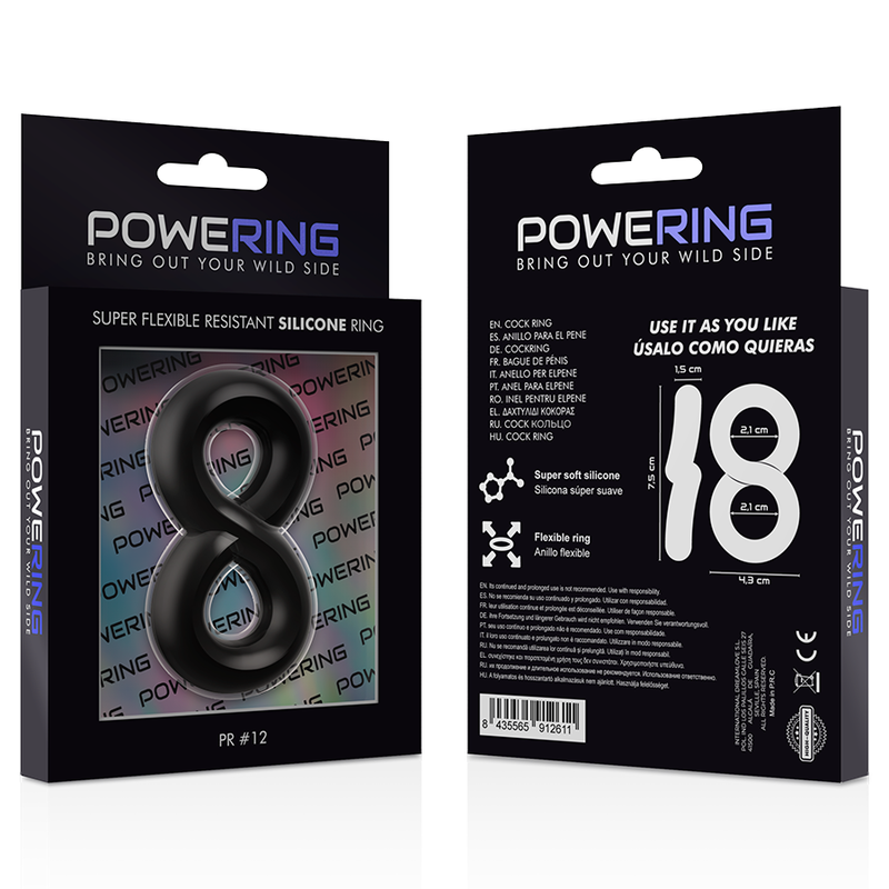 POWERING - SUPER FLEXIBLE AND RESISTANT PENIS AND TESTICLE RING PR12 BLACK - 53Xshop