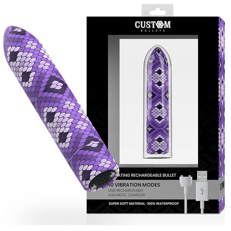 CUSTOM BULLETS - RECHARGEABLE SNAKE PURPLE MAGNETIC BULLET 10 INTENSITIES - 53Xshop