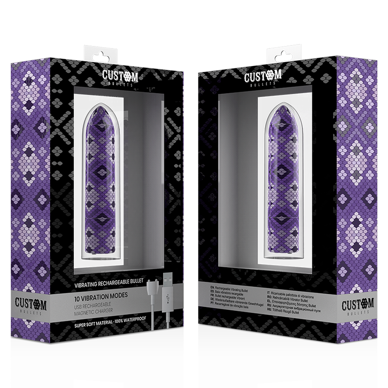 CUSTOM BULLETS - RECHARGEABLE SNAKE PURPLE MAGNETIC BULLET 10 INTENSITIES - 53Xshop