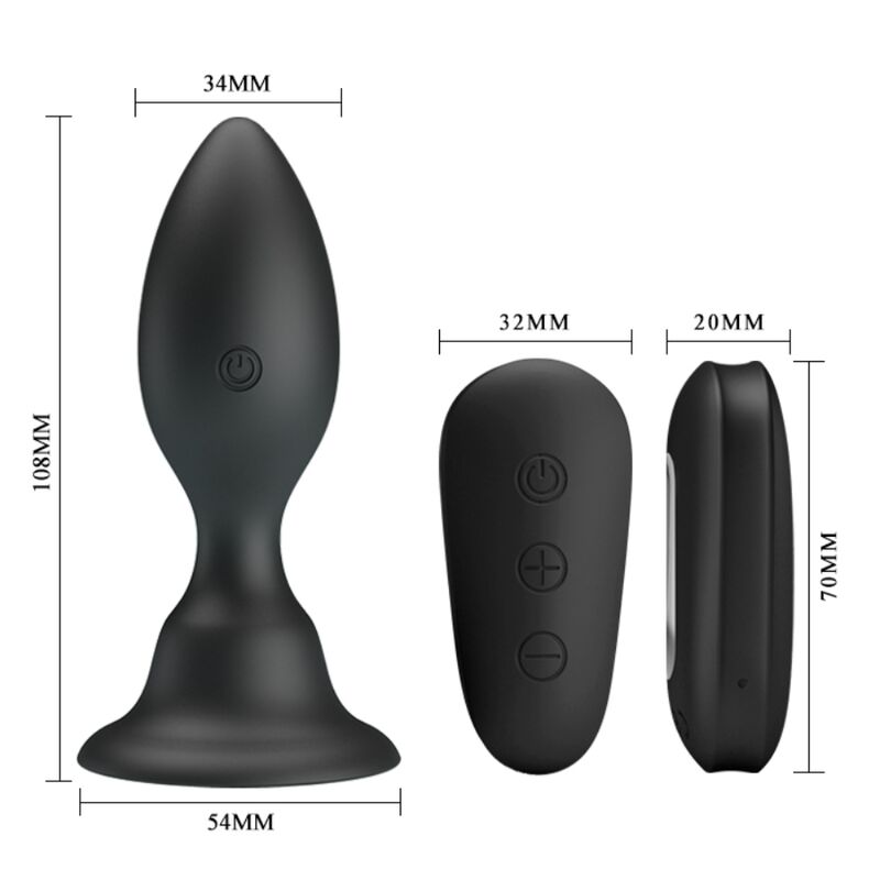 MR PLAY - ANAL PLUG WITH VIBRATION BLACK REMOTE CONTROL - 53Xshop