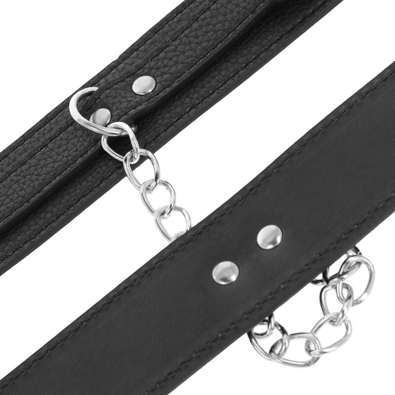 DARKNESS - BLACK TEXTURED LEATHER HANDCUFFS - 53Xshop