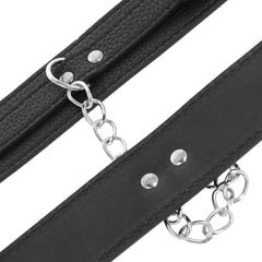 DARKNESS - BLACK TEXTURED LEATHER HANDCUFFS - 53Xshop