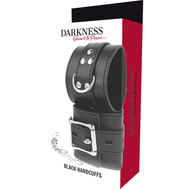DARKNESS - BLACK LEATHER HANDCUFFS - 53Xshop