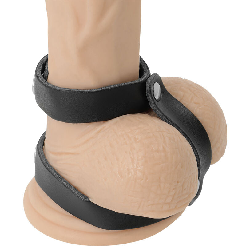 DARKNESS - LEATHER ADJUSTABLE PENIS AND TESTICLE RING - 53Xshop