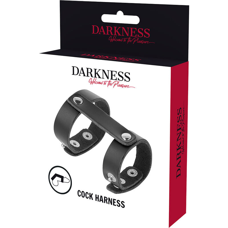 DARKNESS - LEATHER ADJUSTABLE PENIS AND TESTICLE RING - 53Xshop