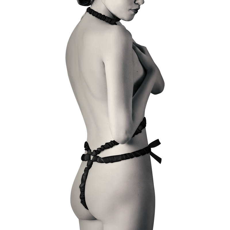 COQUETTE CHIC DESIRE - ELASTIC HARNESS SET AND NIPPLE COVERS BLACK - 53Xshop